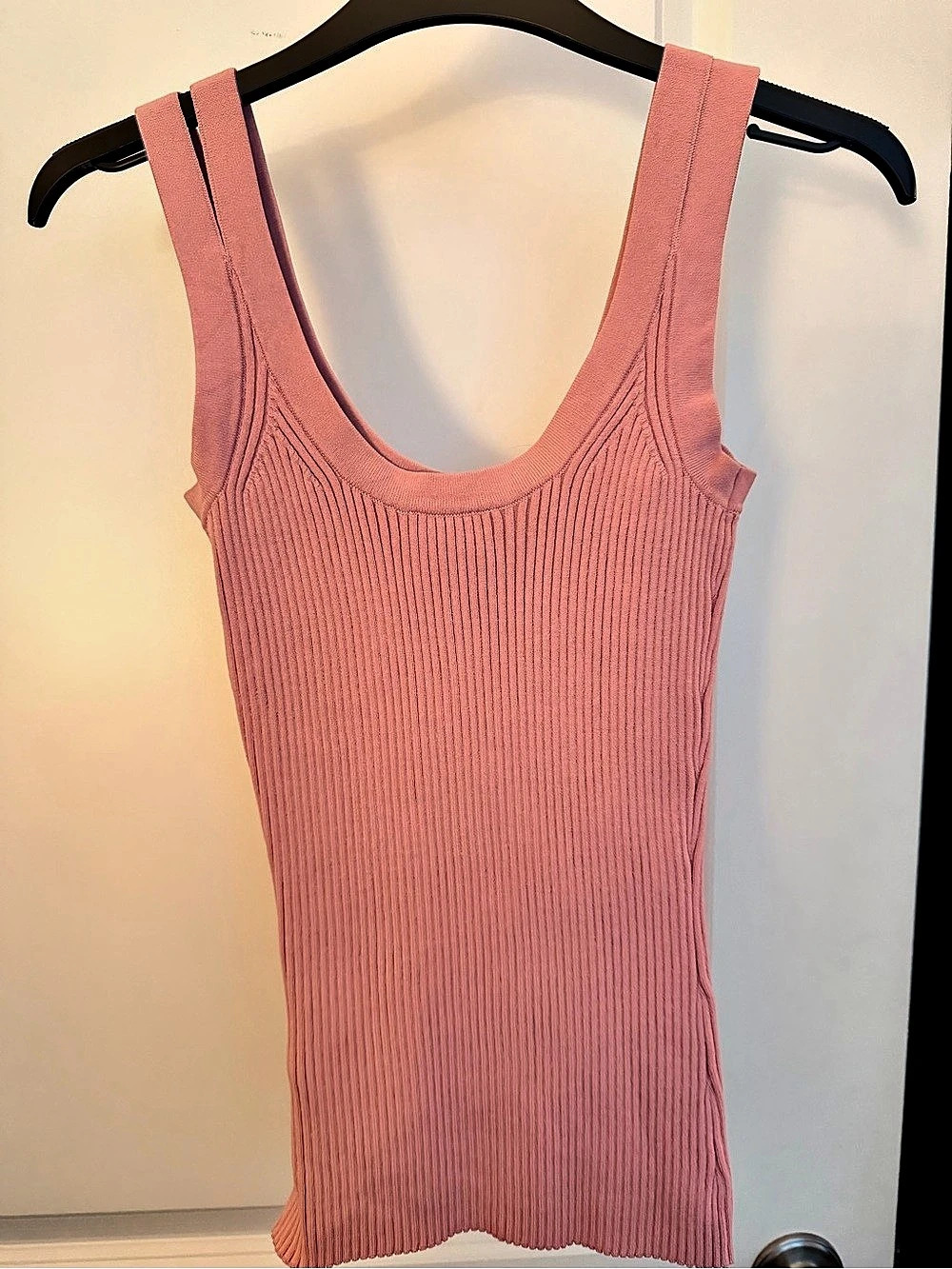 Reiss Double Strap Ribbed Tank Pink XS